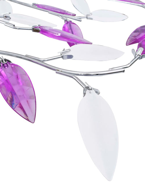 Загрузите изображение в средство просмотра галереи, Lustră cu brațe tip frunze cristal acrilic violet 5 becuri E14 - Lando
