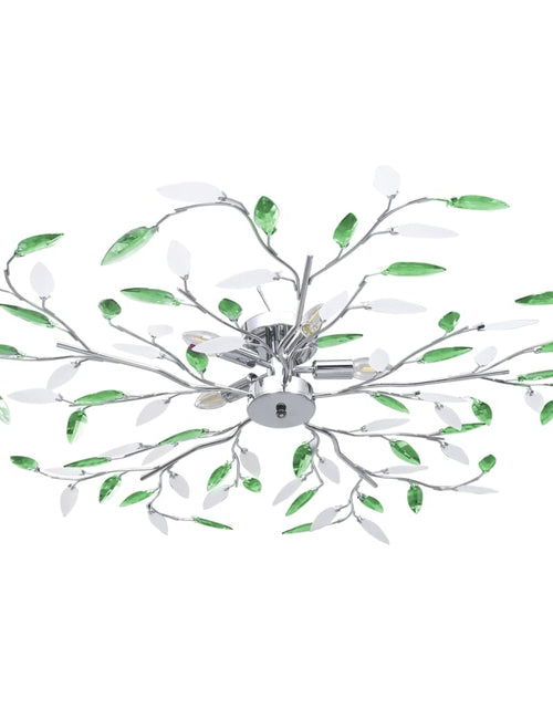 Încărcați imaginea în vizualizatorul Galerie, Lustră cu brațe tip frunze cristal acrilic verde 5 becuri E14 - Lando
