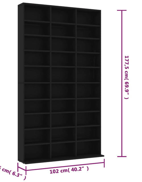 Încărcați imaginea în vizualizatorul Galerie, Dulap pentru CD-uri, negru, 102x16x177,5 cm, lemn compozit - Lando

