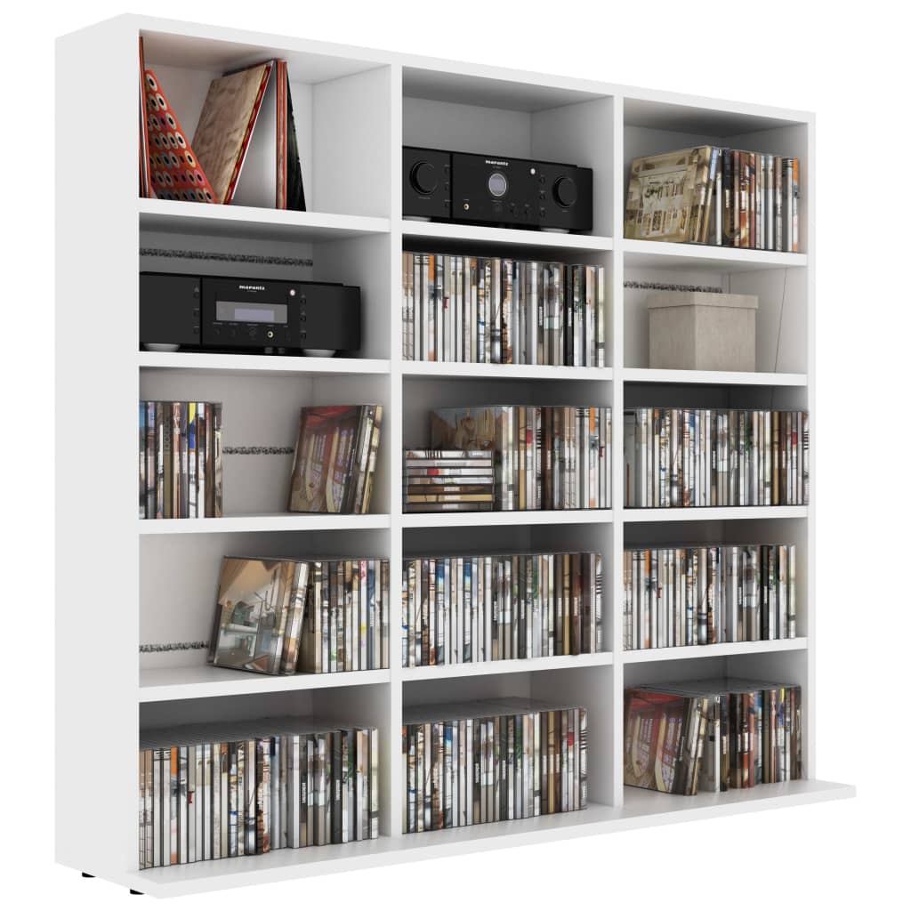 Dulap pentru CD-uri, alb, 102 x 23 x 89,5 cm, PAL - Lando