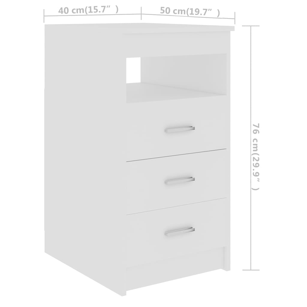 Dulap cu sertare, alb, 40x50x76 cm, lemn compozit - Lando