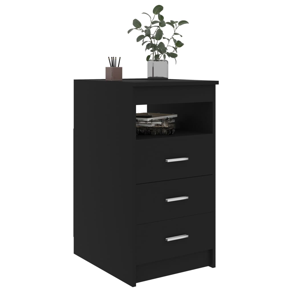 Dulap cu sertare, negru, 40x50x76 cm, lemn compozit - Lando