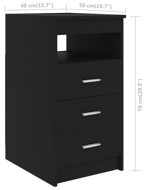 Încărcați imaginea în vizualizatorul Galerie, Dulap cu sertare, negru, 40x50x76 cm, lemn compozit - Lando
