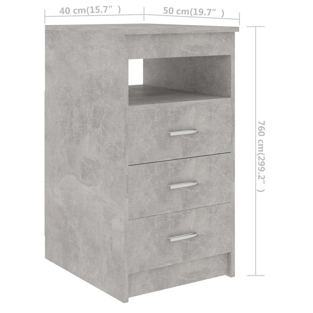 Dulap cu sertare, gri beton, 40x50x76 cm, lemn compozit - Lando