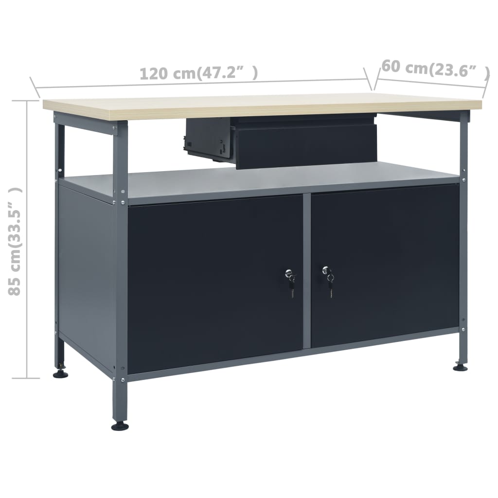 Banc de lucru cu trei panouri de perete și un dulap - Lando