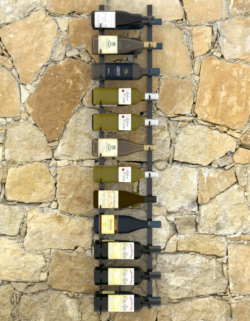 Загрузите изображение в средство просмотра галереи, Suport sticle de vin de perete, 24 sticle, negru, fier - Lando
