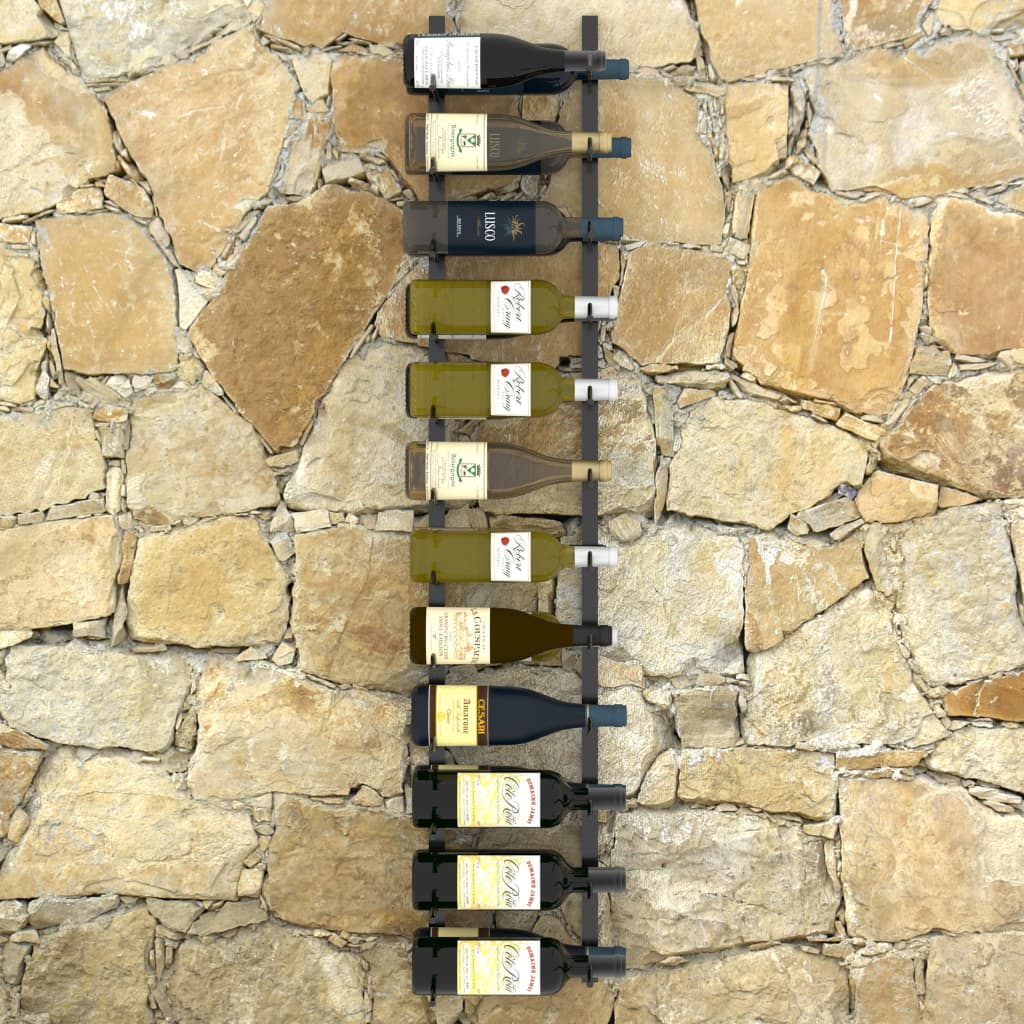 Suport sticle de vin de perete, 24 sticle, negru, fier - Lando
