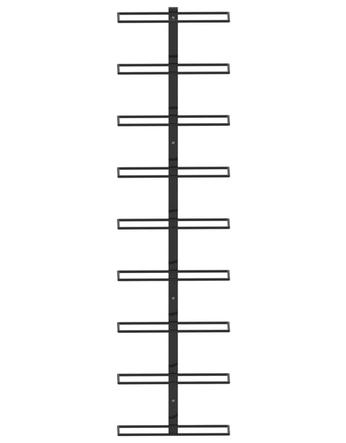 Загрузите изображение в средство просмотра галереи, Suport sticle de vin de perete, 9 sticle, negru, fier - Lando

