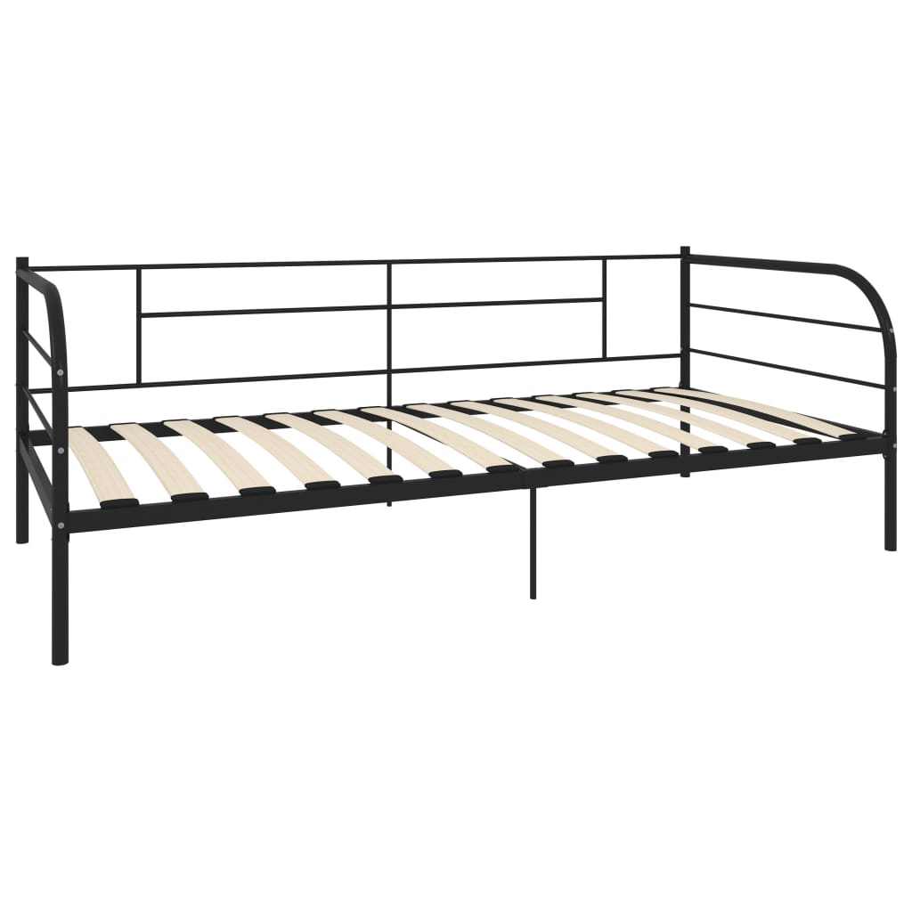 Cadru pat de zi, negru, 90 x 200 cm, metal - Lando