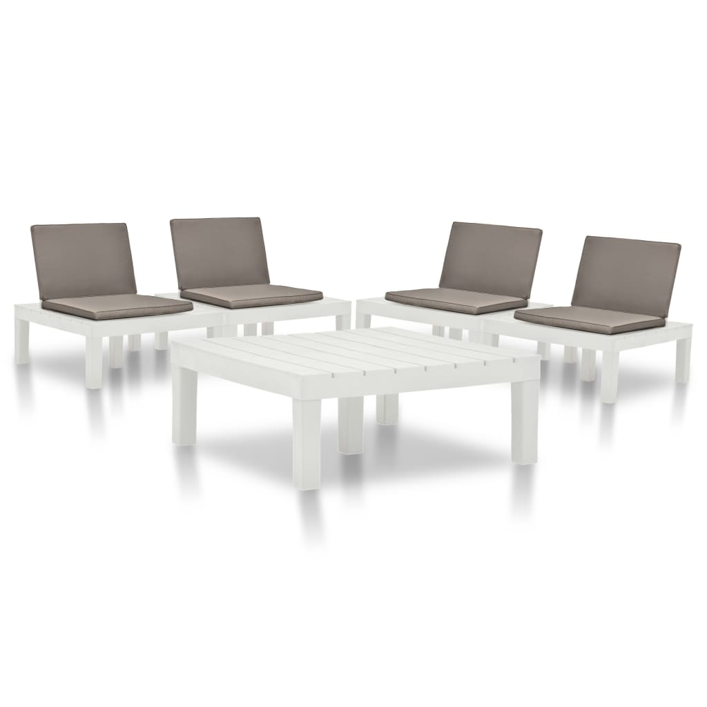 Set mobilier de grădină, 5 piese, alb, plastic - Lando