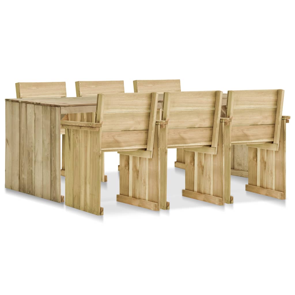 Set mobilier de exterior, 7 piese, lemn de pin tratat - Lando