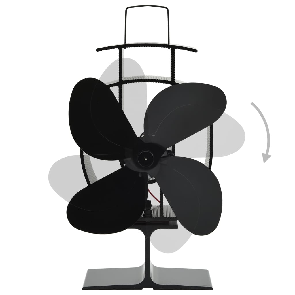 Ventilator de sobă cu alimentare termică, 4 palete, negru Lando - Lando