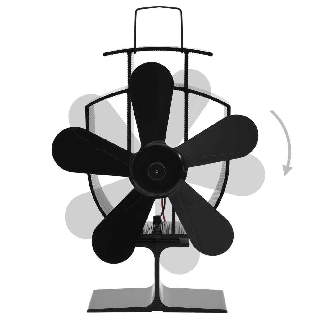 Ventilator de sobă cu alimentare termică, 5 palete, negru Lando - Lando