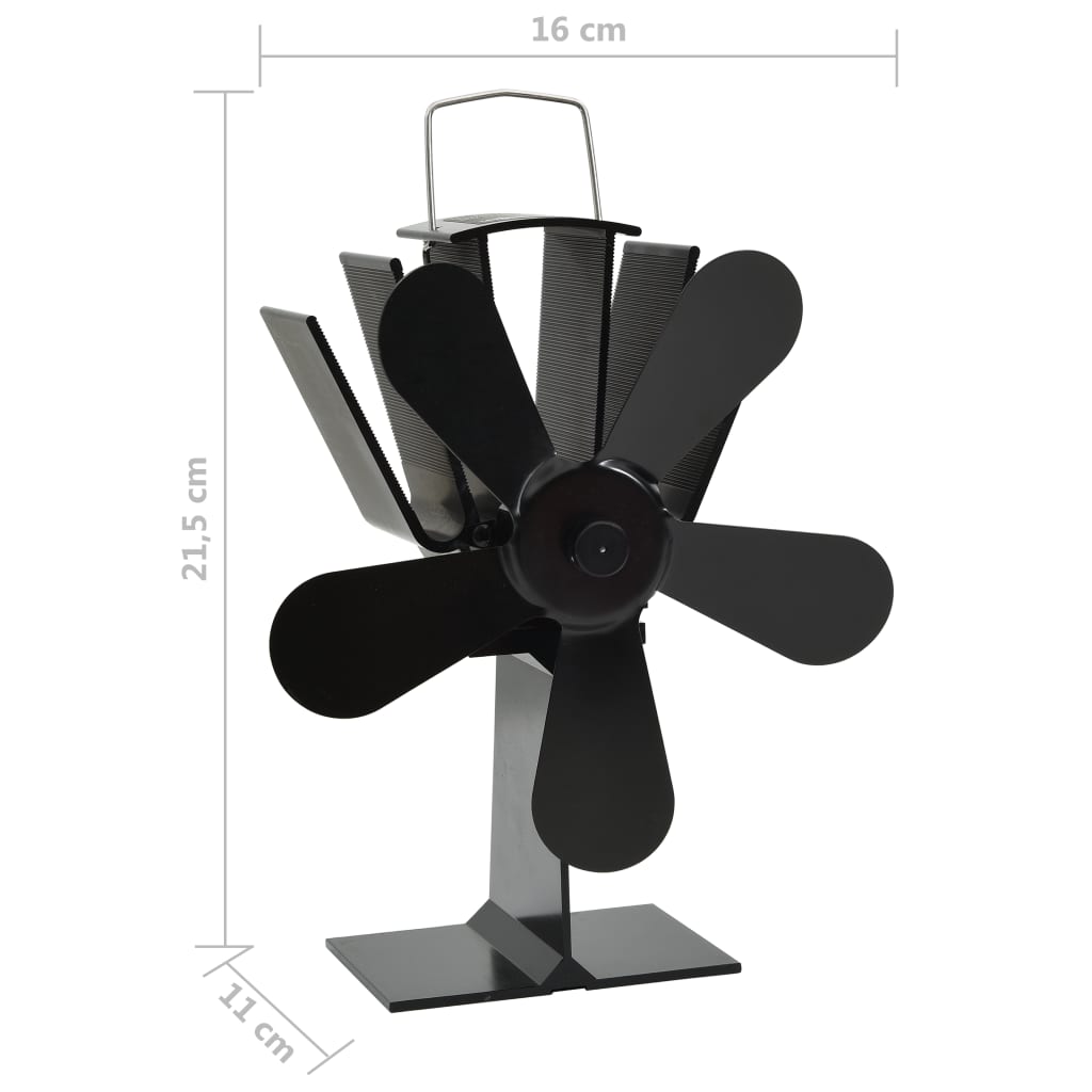 Ventilator de sobă cu alimentare termică, 5 palete, negru Lando - Lando