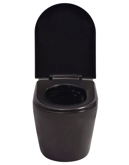Загрузите изображение в средство просмотра галереи, Vas toaletă suspendat cu rezervor încastrat, negru, ceramică - Lando
