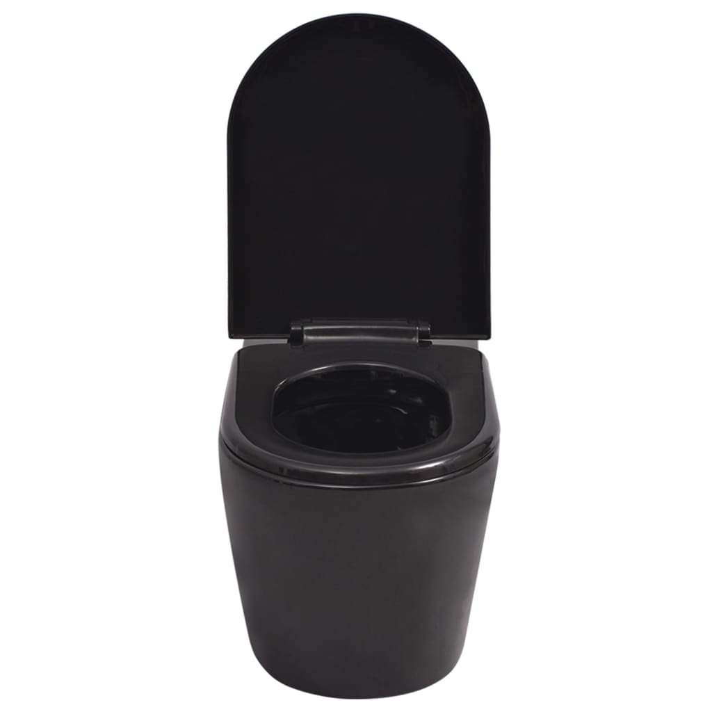 Vas toaletă suspendat cu rezervor încastrat, negru, ceramică - Lando