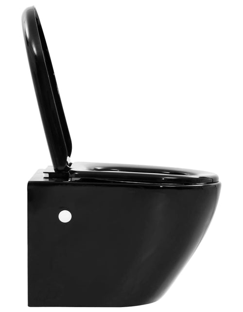 Загрузите изображение в средство просмотра галереи, Vas toaletă suspendat cu rezervor încastrat, negru, ceramică - Lando

