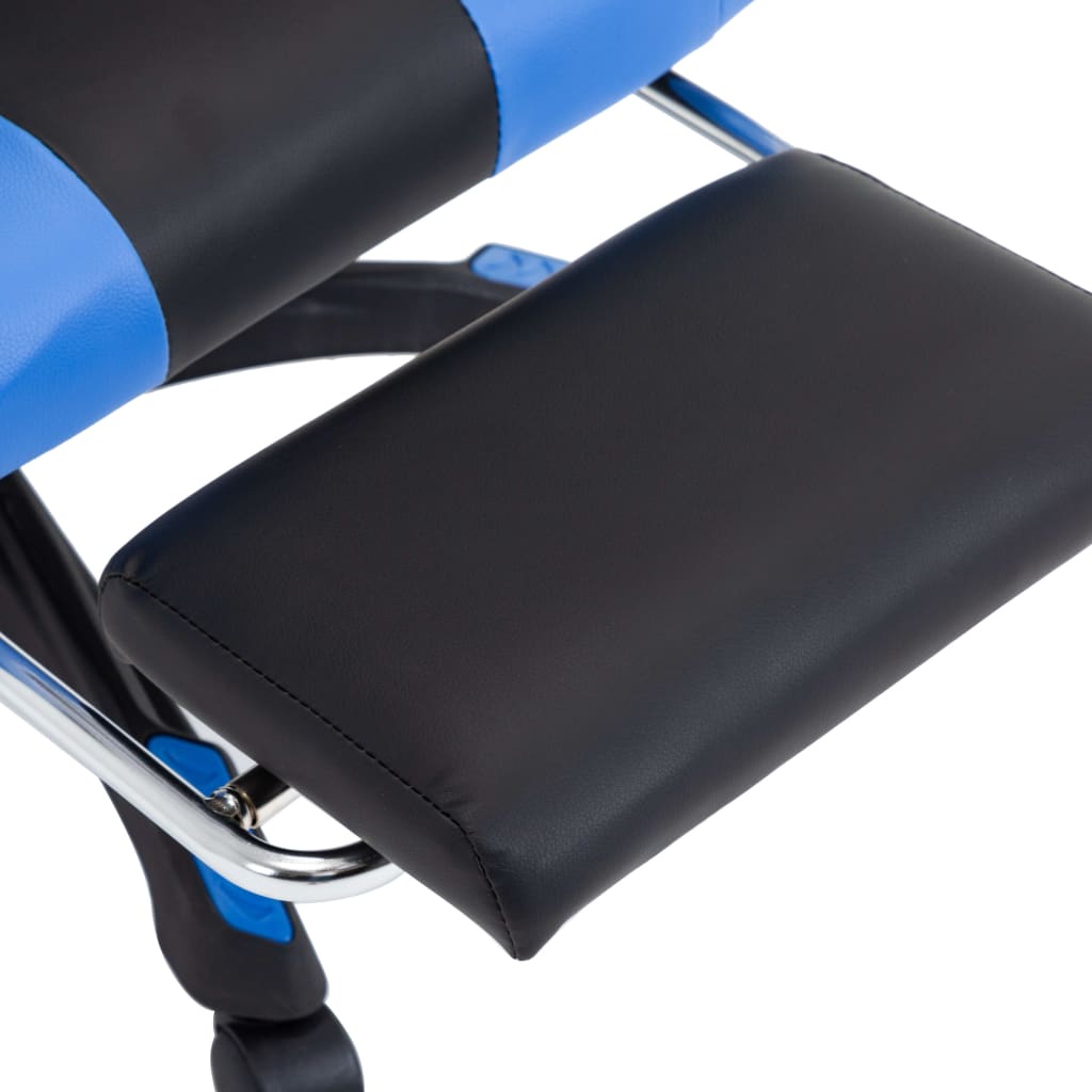 Scaun racing suport picioare albastru/negru piele ecologică - Lando