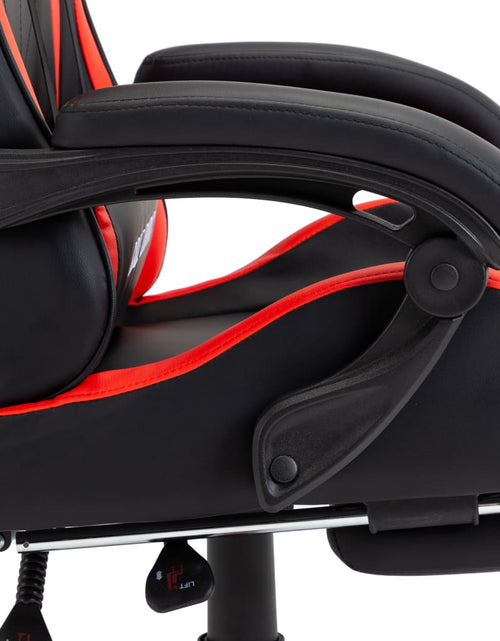 Încărcați imaginea în vizualizatorul Galerie, Scaun de racing suport picioare, roșu și negru, piele ecologică - Lando
