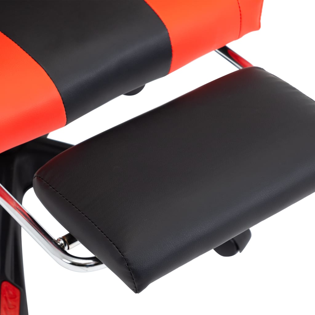 Scaun de racing suport picioare, roșu și negru, piele ecologică - Lando