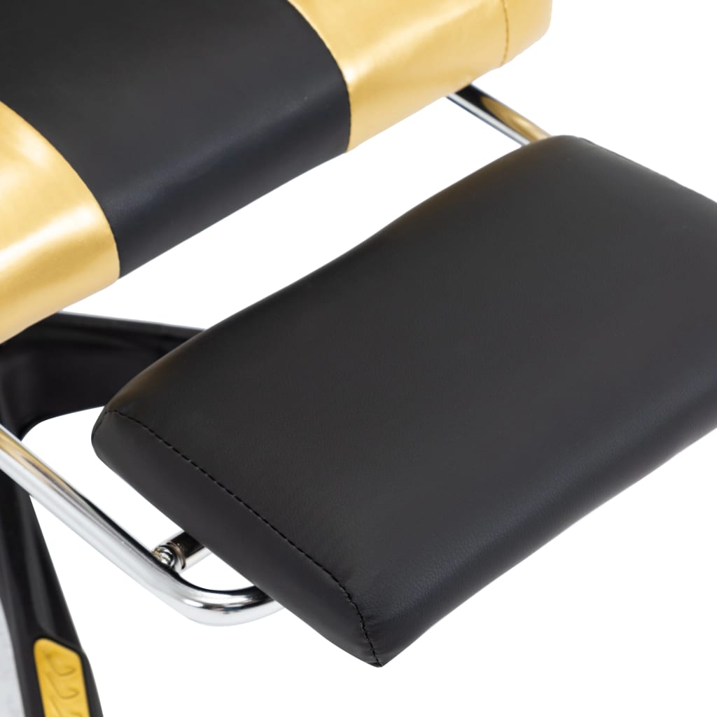Scaun de racing suport picioare auriu/negru piele ecologică - Lando