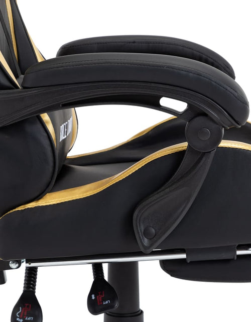 Încărcați imaginea în vizualizatorul Galerie, Scaun de racing suport picioare auriu/negru piele ecologică - Lando
