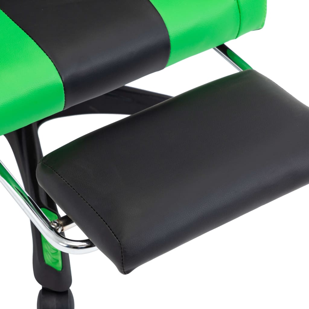 Scaun de racing cu suport picioare verde/negru piele ecologică - Lando