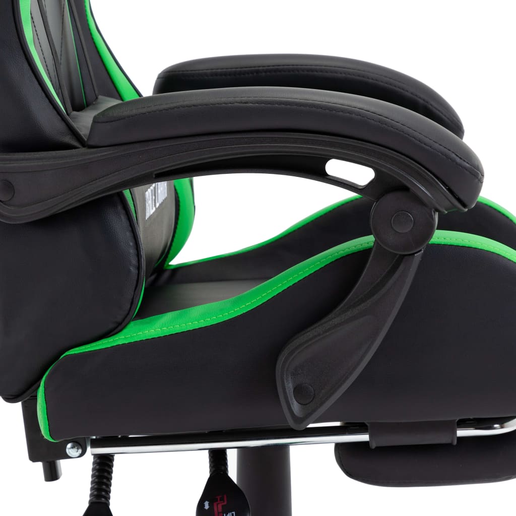 Scaun de racing cu suport picioare verde/negru piele ecologică - Lando