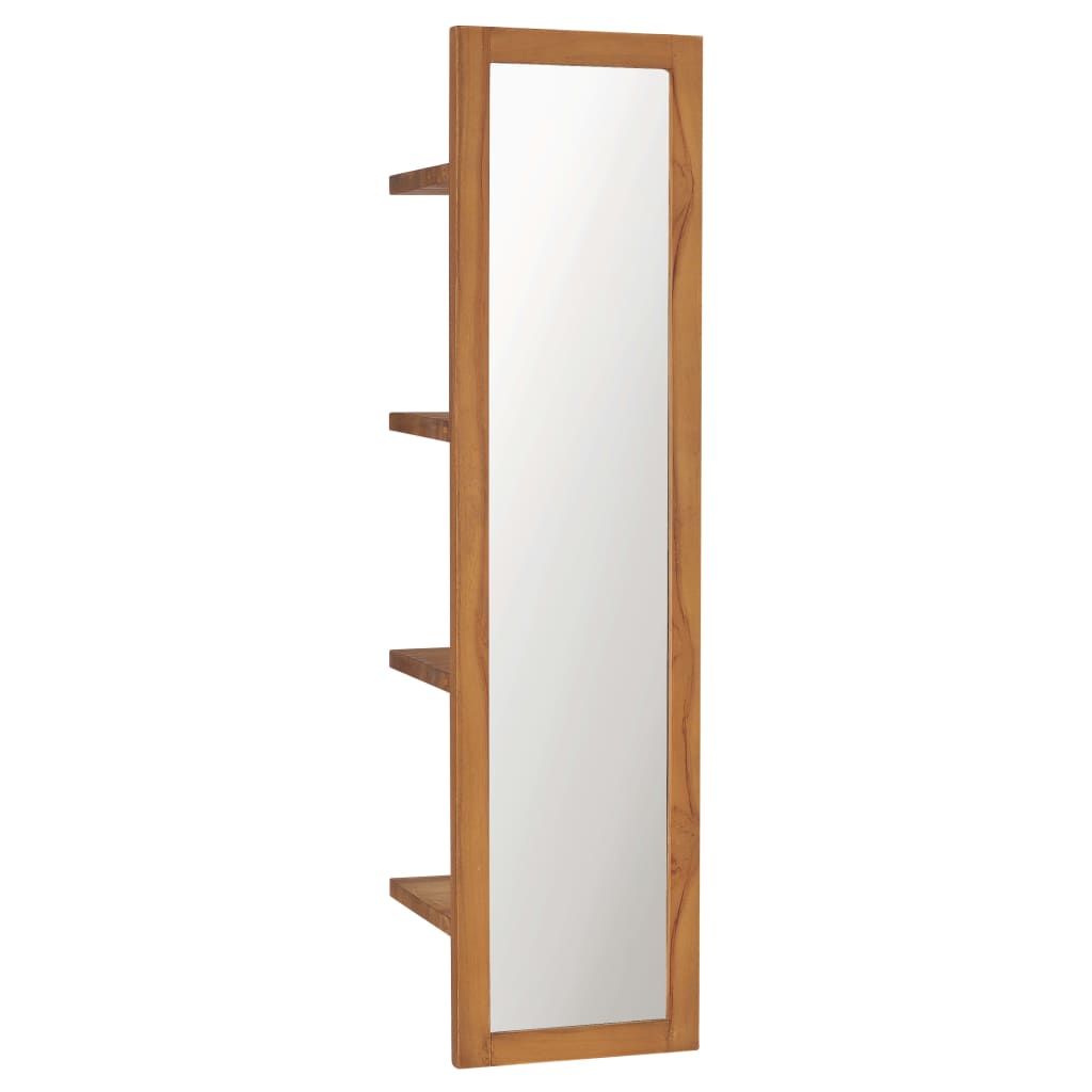 Oglindă de perete cu rafturi, 30x30x120 cm, lemn masiv de tec Lando - Lando