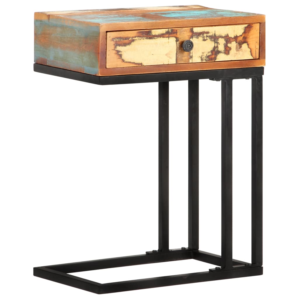 Masă laterală formă U, 45 x 30 x 61 cm, lemn masiv reciclat - Lando