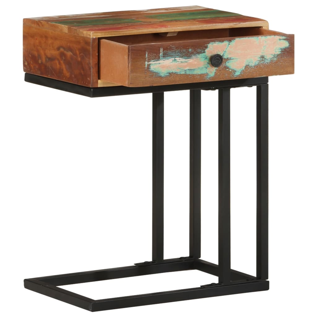 Masă laterală formă U, 45 x 30 x 61 cm, lemn masiv reciclat - Lando