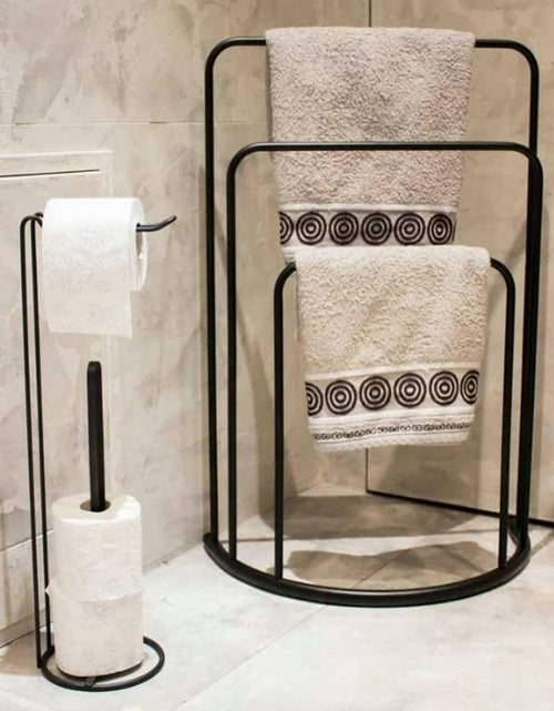 Загрузите изображение в средство просмотра галереи, Bathroom Solutions Suport de prosoape vertical 49,5x75 cm metal negru - Lando
