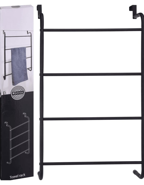 Загрузите изображение в средство просмотра галереи, Bathroom Solutions Suport de prosoape pentru uși, negru, metal - Lando
