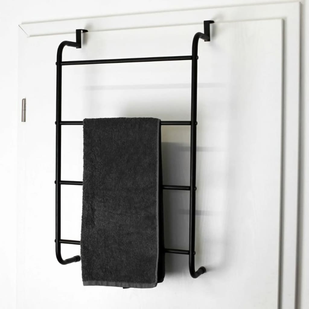 Bathroom Solutions Suport de prosoape pentru uși, negru, metal - Lando