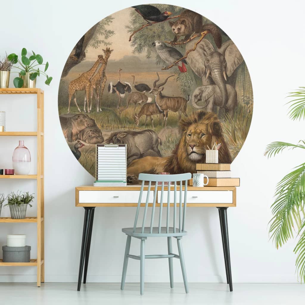 WallArt Tapet în formă de cerc „Animals of Africa”, 190 cm Lando - Lando