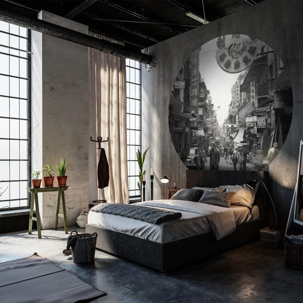 WallArt Tapet în formă de cerc „Hong Kong the Old Days”, 190 cm Lando - Lando