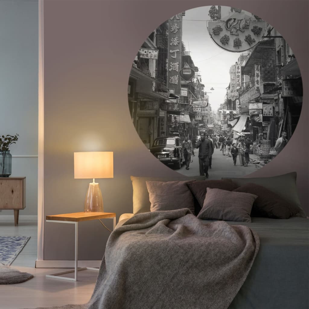 WallArt Tapet în formă de cerc „Hong Kong the Old Days”, 190 cm Lando - Lando