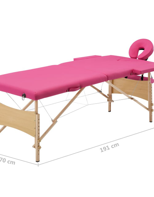 Încărcați imaginea în vizualizatorul Galerie, Masă de masaj pliabilă, 2 zone, roz, lemn Lando - Lando

