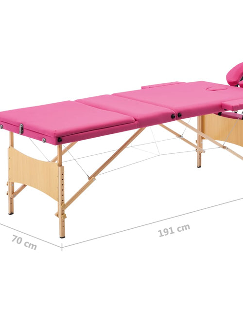 Încărcați imaginea în vizualizatorul Galerie, Masă de masaj pliabilă, 3 zone, roz, lemn
