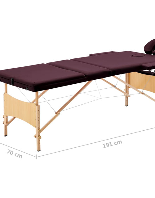 Загрузите изображение в средство просмотра галереи, Masă de masaj pliabilă, 3 zone, violet vin, lemn Lando - Lando
