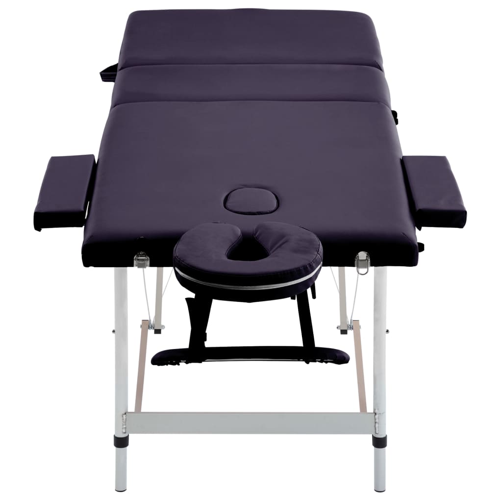 Masă de masaj pliabilă cu 3 zone, violet, aluminiu Lando - Lando