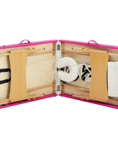 Загрузите изображение в средство просмотра галереи, Masă pliabilă de masaj, 2 zone, alb și roz, lemn Lando - Lando
