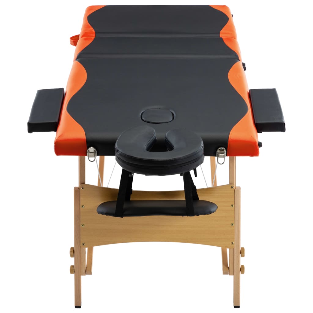 Masă de masaj pliabilă, 3 zone, negru și portocaliu, lemn Lando - Lando