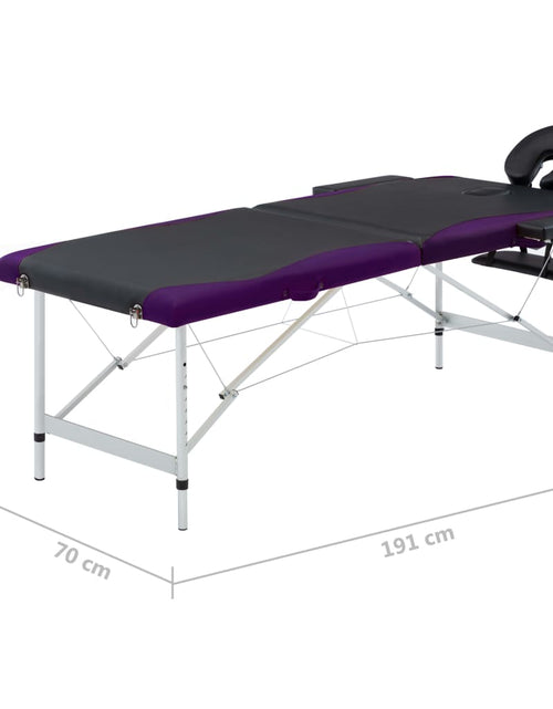 Загрузите изображение в средство просмотра галереи, Masă pliabilă de masaj, 2 zone, negru și violet, aluminiu Lando - Lando
