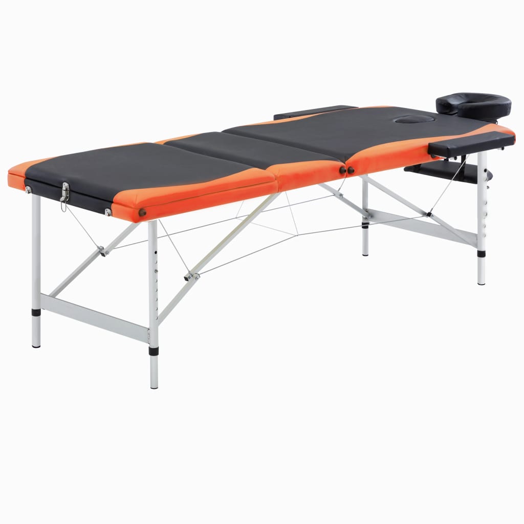 Masă de masaj pliabilă, 3 zone, negru și portocaliu, aluminiu Lando - Lando