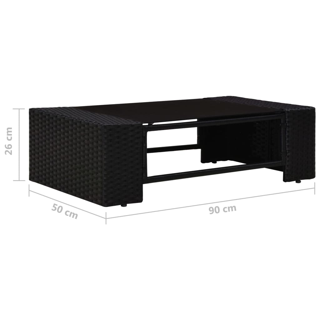 Set mobilier de grădină, 5 piese, negru, poliratan - Lando