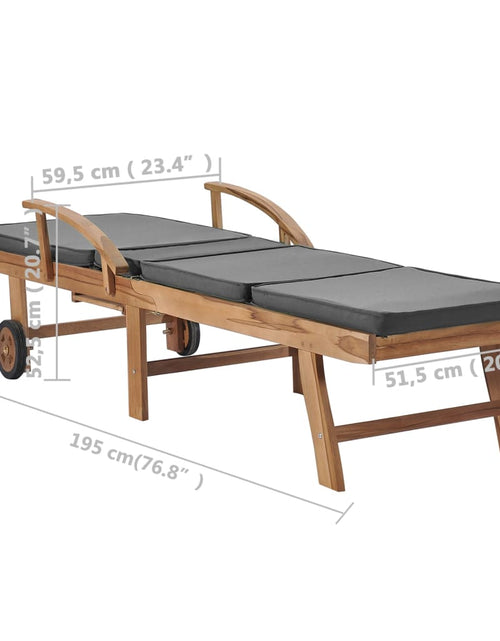 Încărcați imaginea în vizualizatorul Galerie, Șezlonguri cu perne, 2 buc., gri închis, lemn masiv de tec - Lando
