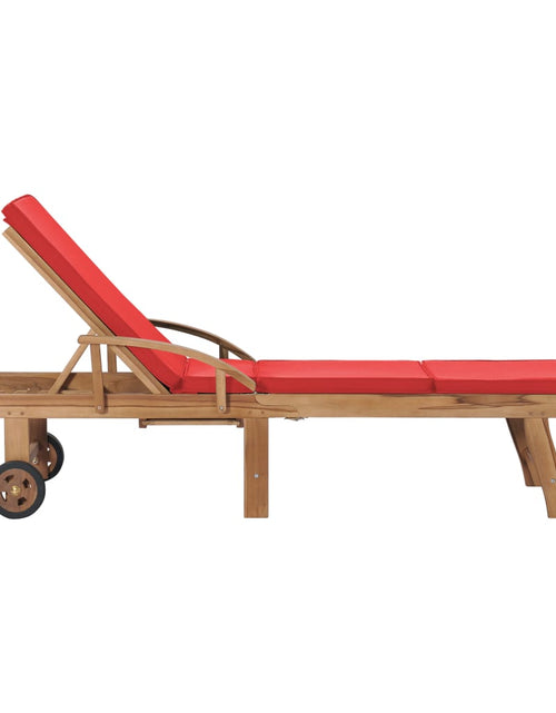 Încărcați imaginea în vizualizatorul Galerie, Șezlonguri cu perne, 2 buc., roșu, lemn masiv de tec - Lando
