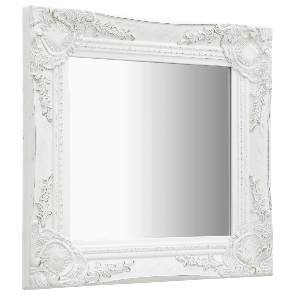 Oglindă de perete în stil baroc, alb, 40 x 40 cm Lando - Lando