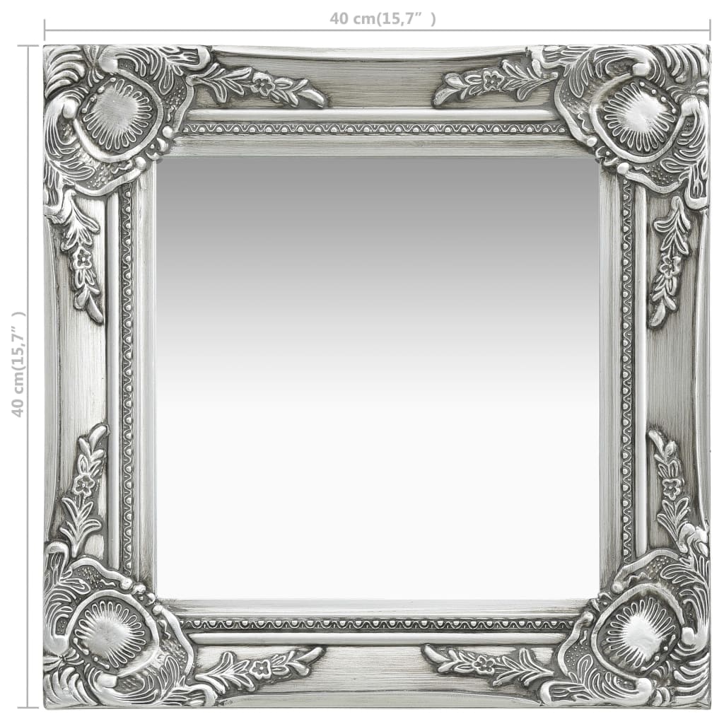 Oglindă de perete în stil baroc, argintiu, 40 x 40 cm Lando - Lando
